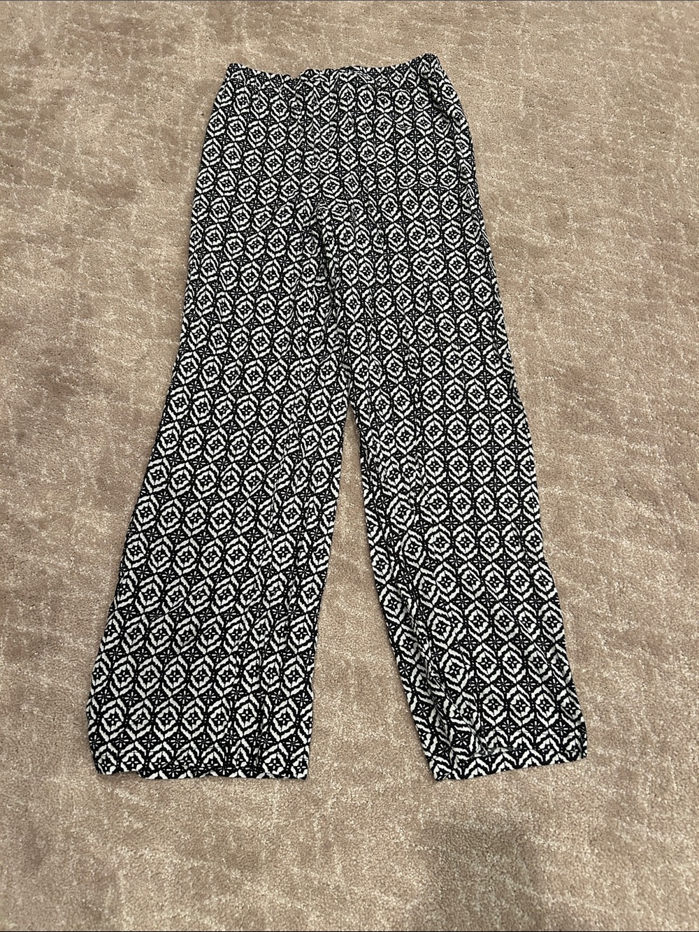 Black & White Geometric Wide Leg Pants